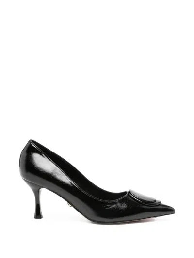 Twenty Four Haitch Luvien Pointed-toe Plaque Pumps In Black