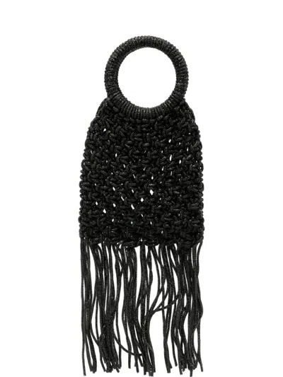 Twenty Four Haitch Maronti Beaded Fringed Tote Bag In Purple