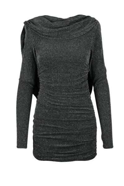 Twenty Four Haitch Woman Mini Dress Gunmetal Size 8 Polyacrylic, Lurex, Elastane In Gray