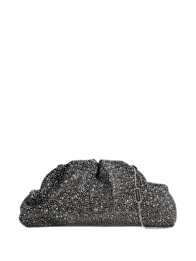 Twenty Four Haitch Mirach Crystal-embellished Clutch Bag In Black