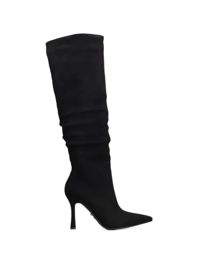 Twenty Four Haitch Miya Pointed-toe Knee-high Boots In Black