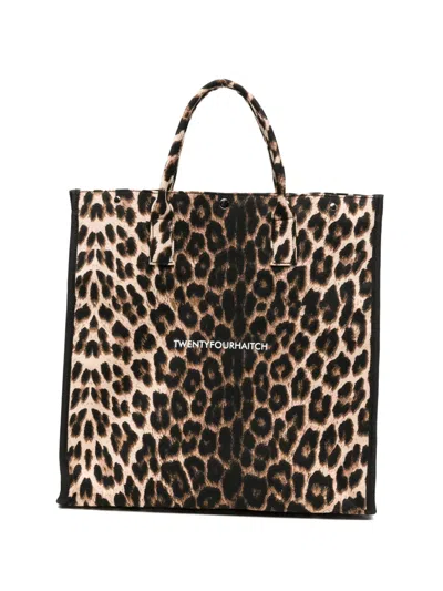 Twenty Four Haitch Myrtos Leopard-print Tote Bag In White