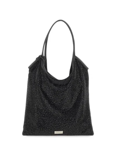 Twenty Four Haitch Nela Maxi Rhinestone-embellished Tote Bag In Black
