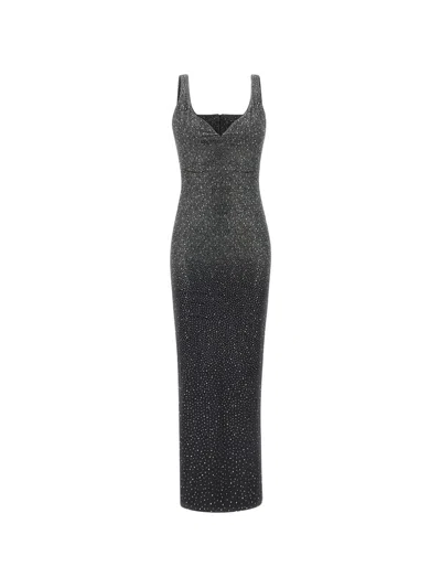 Twenty Four Haitch Norei Rhinestone-embellished Maxi Dress In Gray