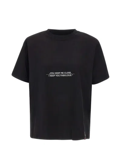 Twenty Four Haitch Padded Shoulders Logo T-shirt In Black