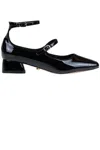 Twenty Four Haitch Patent Leather Mary Jane Ballerinas In Black