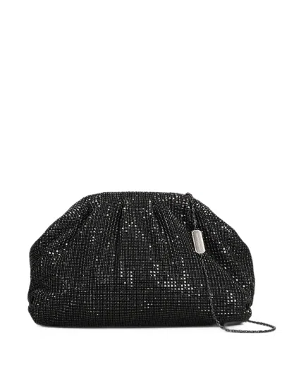 Twenty Four Haitch Petra Rhinestone-embellished Clutch Bag In Black