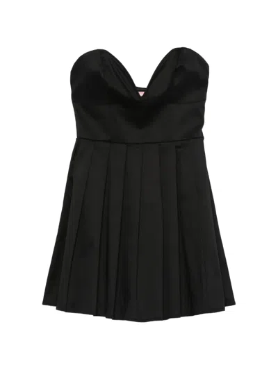 Twenty Four Haitch Pleated Strapless Mini Dress In Black