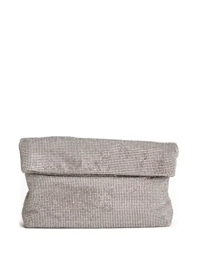 Twenty Four Haitch Rhinestone Clutch Bag In Silver