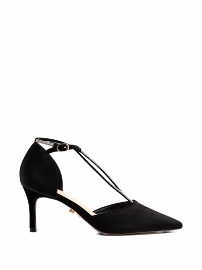 Twenty Four Haitch Rhinestone-embellished D'orsay Heeled Pumps In Black
