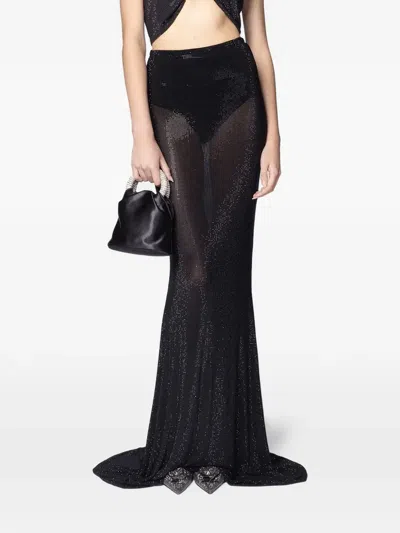 Twenty Four Haitch Santorini Mermaid-style Maxi Skirt In Black