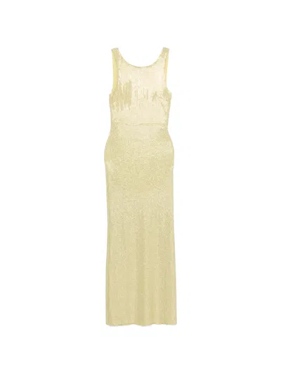 Twenty Four Haitch Sequin-embellished Maxi Dress In Yellow