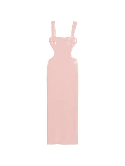 Twenty Four Haitch Side-cut-out Maxi Dress In Pink