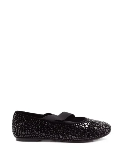 Twenty Four Haitch Stud-embellished Elasticated Ballet Flats In Black