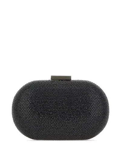 Twenty Four Haitch Sunrise Rhinestone-embellished Clutch Bag In Black