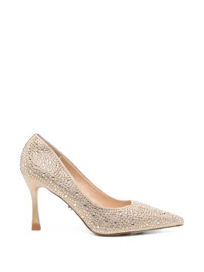 Twenty Four Haitch Taylor Crystal-embellished Pointed-toe Pumps In Gold
