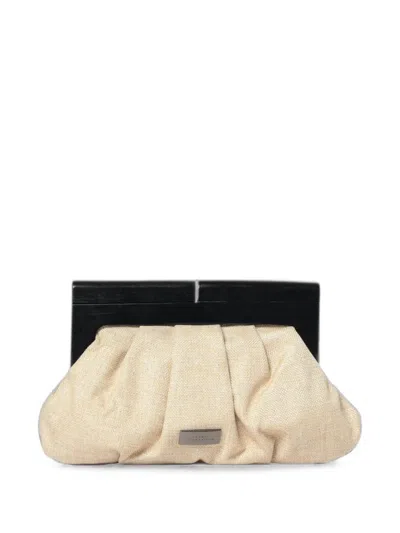 Twenty Four Haitch Teresitas Draped Clutch Bag In Neutral