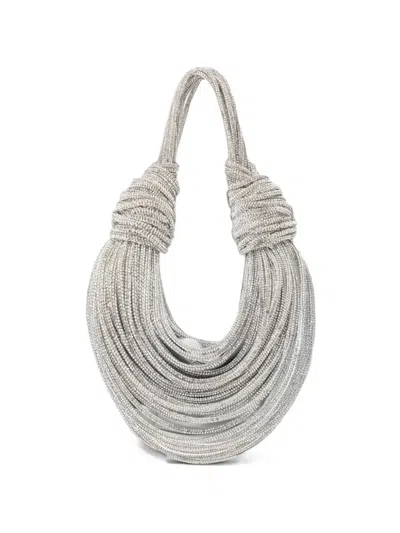 Twenty Four Haitch Tome Crystal-embellished Knotted Tote Bag In White