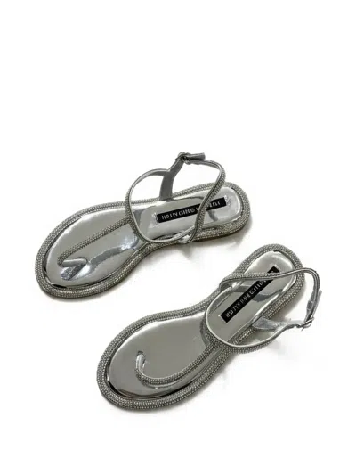 Twenty Four Haitch Torimbia Crystal-embellished Sandals In Green