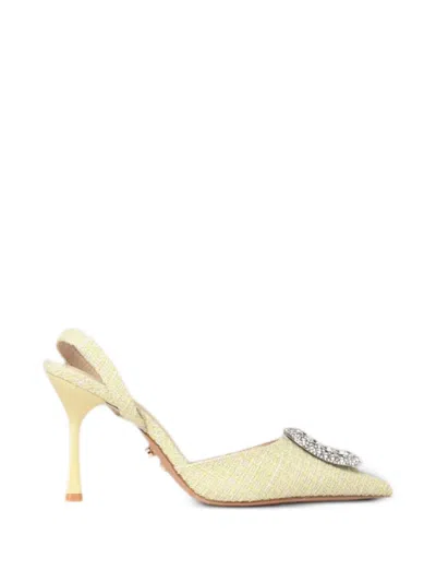 Twenty Four Haitch Tortuga Slingback Heeled Pumps In Yellow