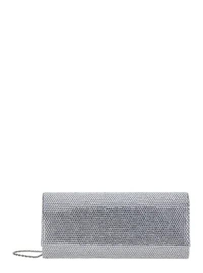 Twenty Four Haitch Twenty Fourhaitch Metallic Mini Clutch With Rhinestones And Thin Shoulder Strap