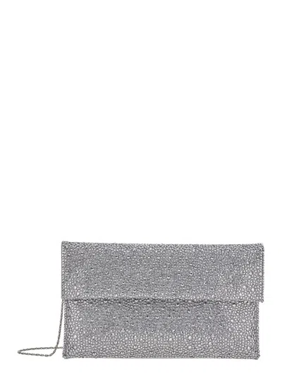 Twenty Four Haitch Twenty Fourhaitch Strass-embellished Metal Chain Mini Clutch For Women In Metallic