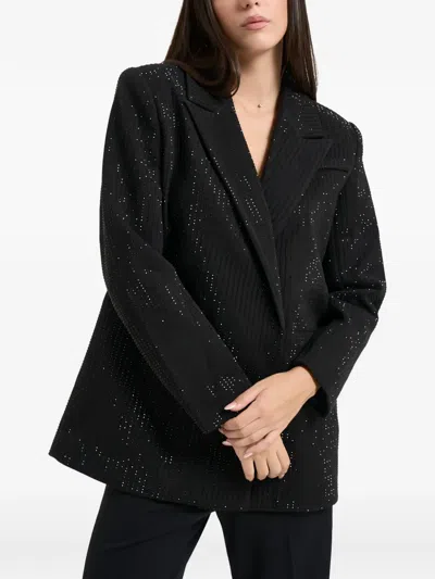 Twenty Four Haitch Uliane Rhinestone-embellished Notch-lapel Blazer In Black