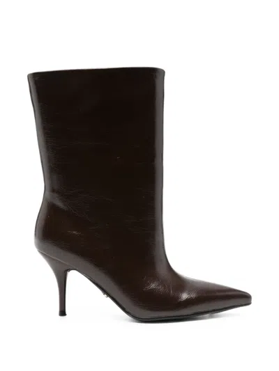 Twenty Four Haitch Woman Ankle Boots Burgundy Size 11 Synthetic Material In Brown