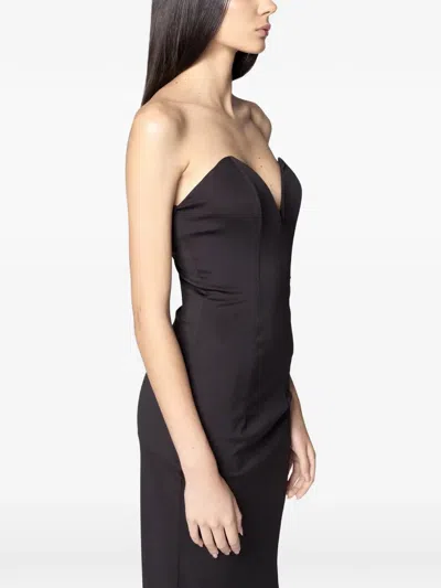 Twenty Four Haitch V-neck Slit Midi Dress In Black