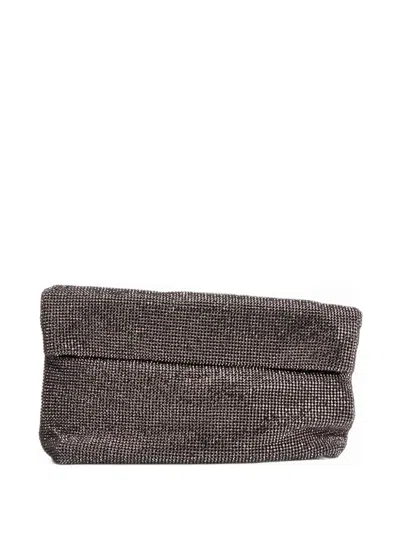 Twenty Four Haitch Varadero Crystal-embellished Clutch Bag In Gray