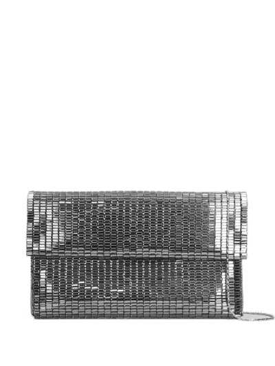 Twenty Four Haitch Vega Beaded-embellishment Clutch Bag In Blue