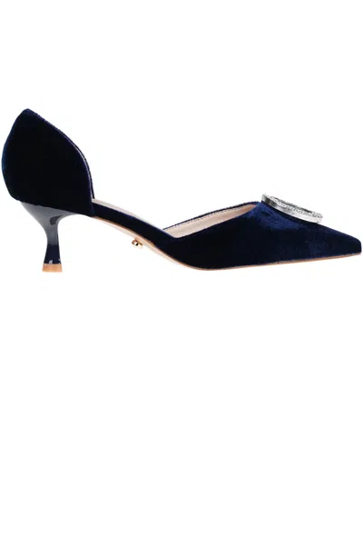 Twenty Four Haitch Velvet Pumps In Blue
