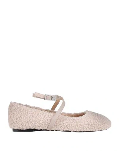 Twenty Four Haitch Woman Ballet Flats Beige Size 6 Textile Fibers