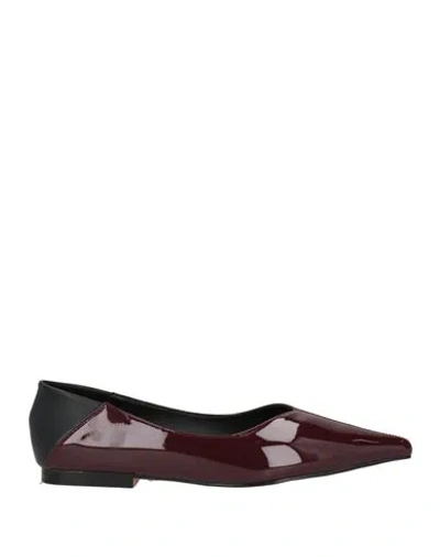 Twenty Four Haitch Woman Ballet Flats Burgundy Size 8 Synthetic Material