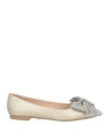 Twenty Four Haitch Woman Ballet Flats Gold Size 8 Textile Fibers In Gold