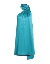 Twenty Four Haitch Woman Mini Dress Turquoise Size 8 Polyester, Elastane In Blue