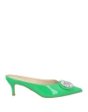 Twenty Four Haitch Woman Mules & Clogs Green Size 8 Leather In Green