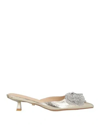 Twenty Four Haitch Woman Mules & Clogs Platinum Size 7 Synthetic Material In Gray