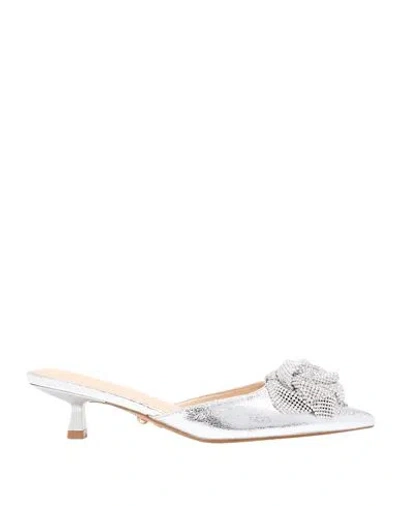 Twenty Four Haitch Woman Mules & Clogs Silver Size 6 Synthetic Material