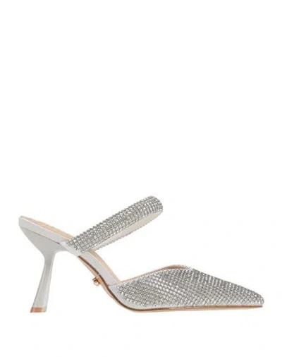 Twenty Four Haitch Woman Mules & Clogs Silver Size 8 Textile Fibers