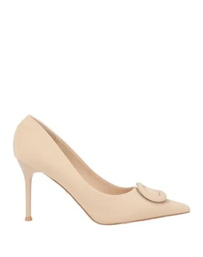 Twenty Four Haitch Woman Pumps Beige Size 10 Synthetic Material In Neutral
