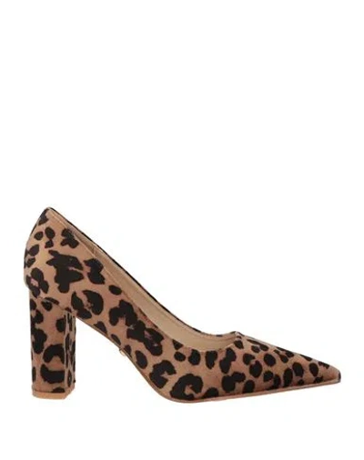 Twenty Four Haitch Woman Pumps Beige Size 6 Textile Fibers In Multi
