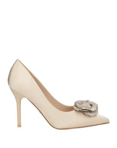 Twenty Four Haitch Woman Pumps Beige Size 8 Textile Fibers In Neutral