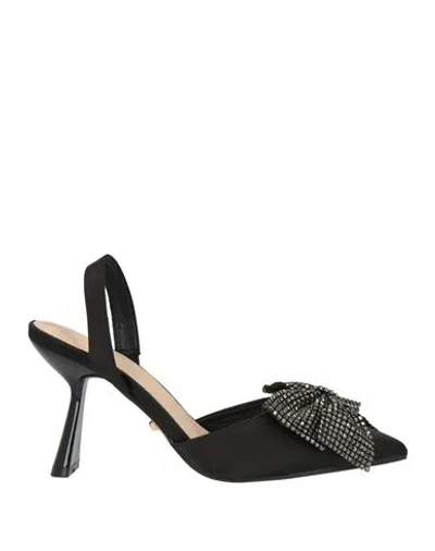 Twenty Four Haitch Woman Pumps Black Size 6 Textile Fibers In Multi