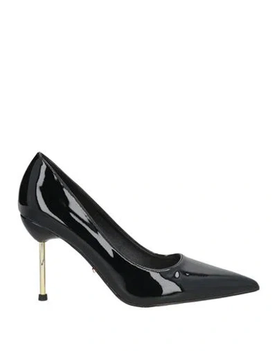 TWENTY FOUR HAITCH TWENTY FOUR HAITCH WOMAN PUMPS BLACK SIZE 8 TEXTILE FIBERS