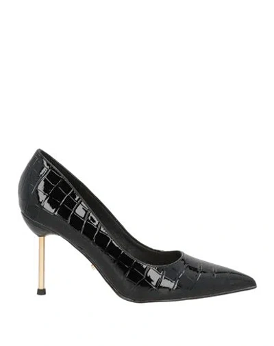 Twenty Four Haitch Woman Pumps Black Size 8 Textile Fibers