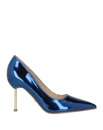 Twenty Four Haitch Woman Pumps Blue Size 8 Synthetisches Material