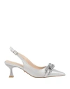 Twenty Four Haitch Woman Pumps Grey Size 8 Synthetisches Material In Silver