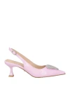 Twenty Four Haitch Woman Pumps Pink Size 8 Textile Fibers In Pink