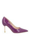 Twenty Four Haitch Woman Pumps Purple Size 8 Textile Fibers In Purple